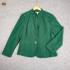 JM Collection Jacket Green Long Sleeve Pockets Button Front Women's Size 16